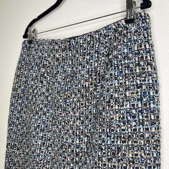 Talbots Petites Blue White Brown Tweed Wool Blend Knee Length Skirt Sz 12P - Picture 10 of 13